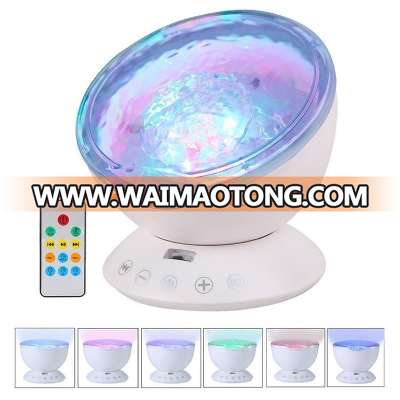 Remote Control Night Light Upgraded Ocean Wave Light Projector 7 Colors with Bulit-in Speaker